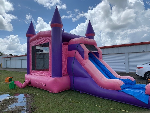 Pink Wave Bounce House Slide combo